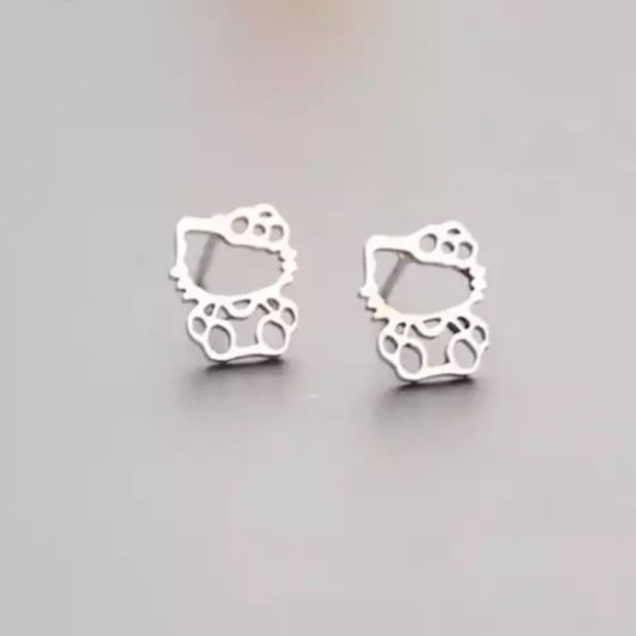 Hello Kitty Silver earring stud 2 pairs pierced ears studs earrings new jewelry - Picture 4 of 9